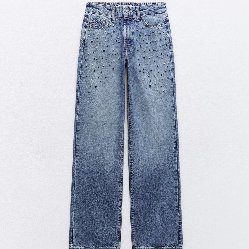 Women's Blue Embellished Jeans